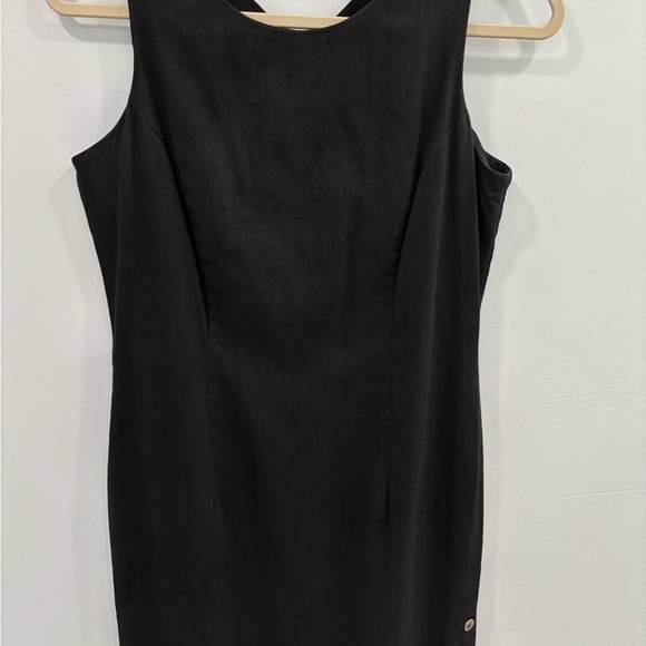 Vintage 90s Michael Angela Collections Black Midi Dress Criss Cross Back Size 6 - Picture 7 of 15